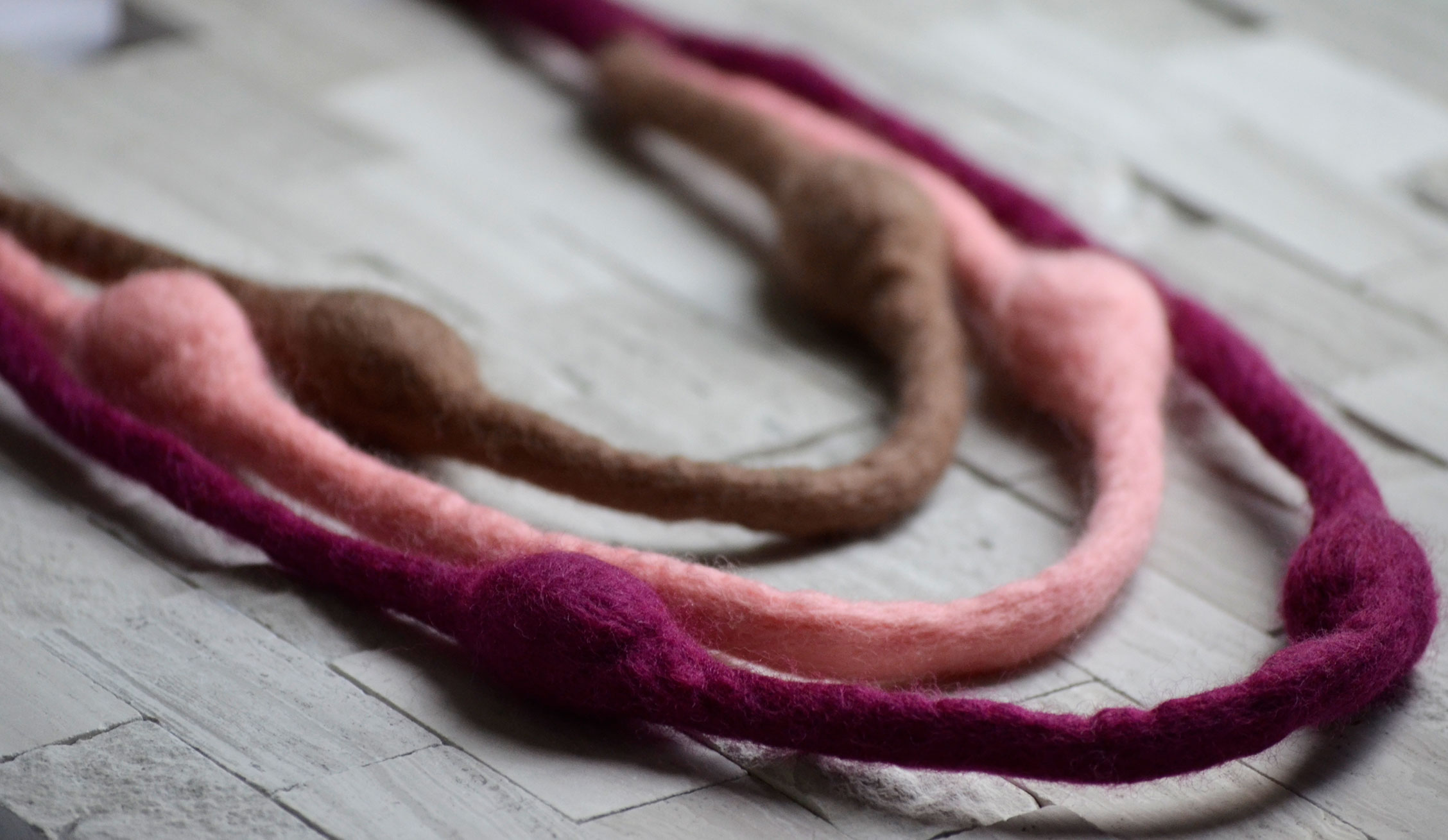 Pink Felted Necklace