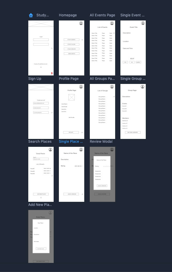 study mob wireframe